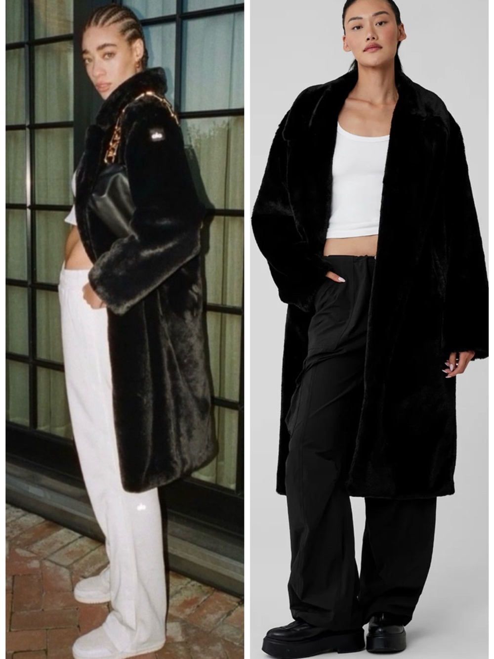 Alo Yoga Oversized Black Faux Fur
Trench Coat SZ XS